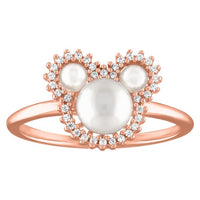 Anillo con perla de Mickey Mouse, tono oro rosa