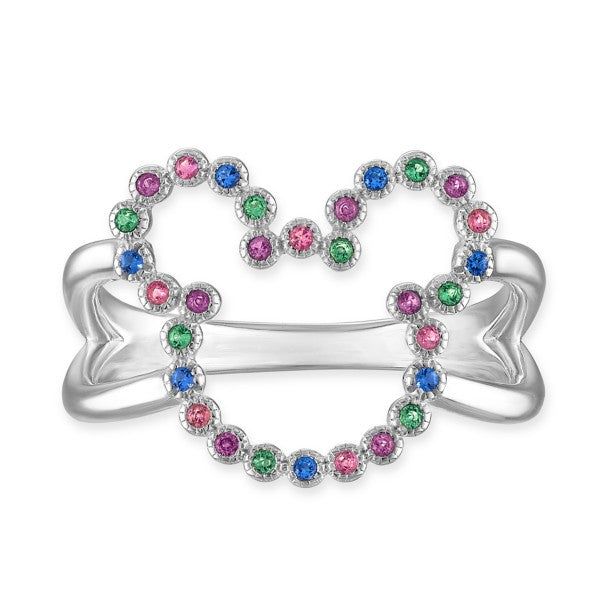 Anillo de Mickey Mouse con gemas multicolor