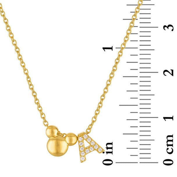 Collar dorado con inicial e ícono de Mickey Mouse