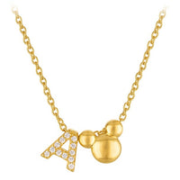 Collar dorado con inicial e ícono de Mickey Mouse