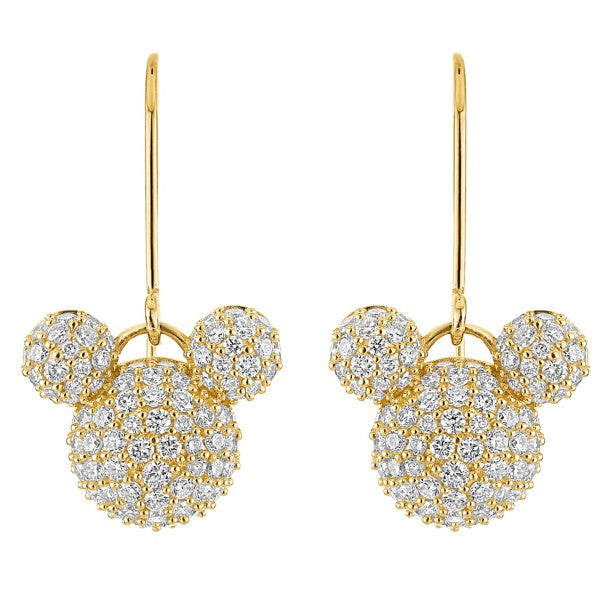 Aros de oro y diamantes pavé de Mickey Mouse
