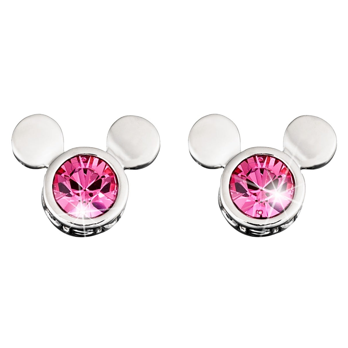 Aros de cristal rosa con ícono de Mickey Mouse