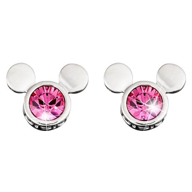 Aros de cristal rosa con ícono de Mickey Mouse