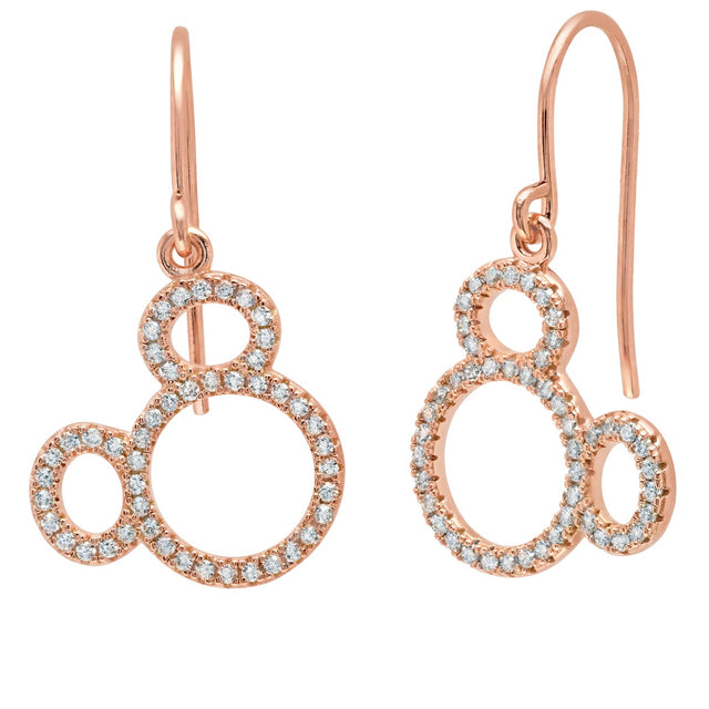 Aros de silueta de Mickey Mouse en tono oro rosa