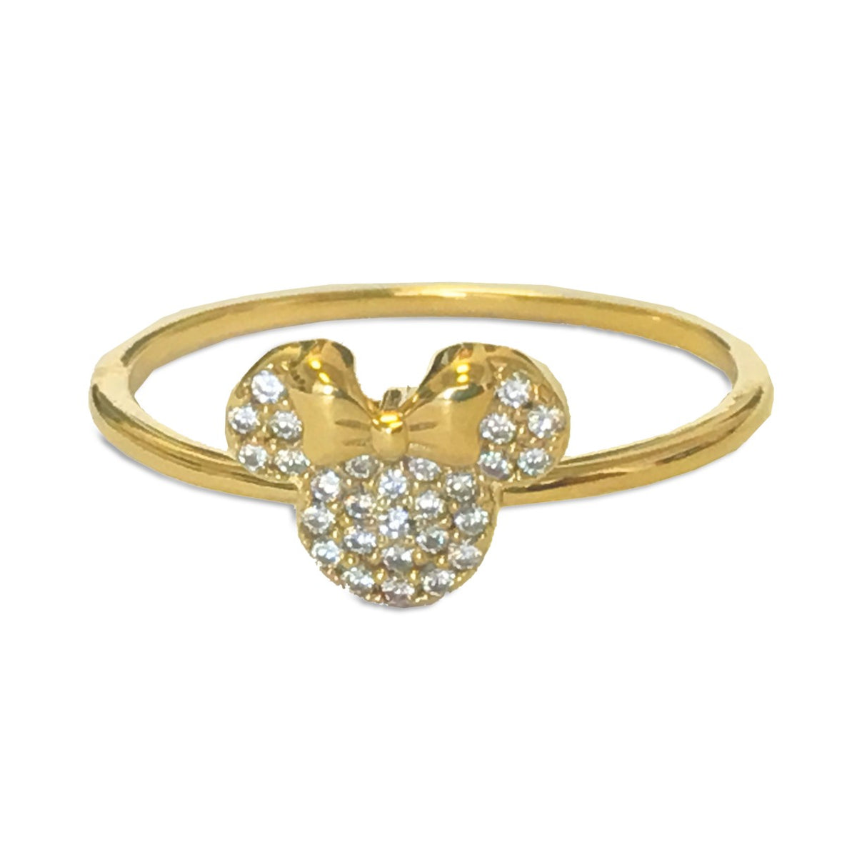 Anillo dorado con ícono de Minnie Mouse
