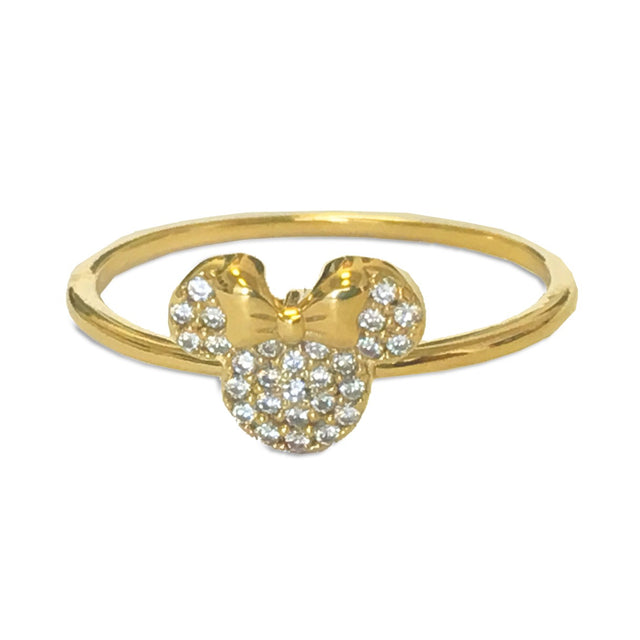 Anillo dorado con ícono de Minnie Mouse