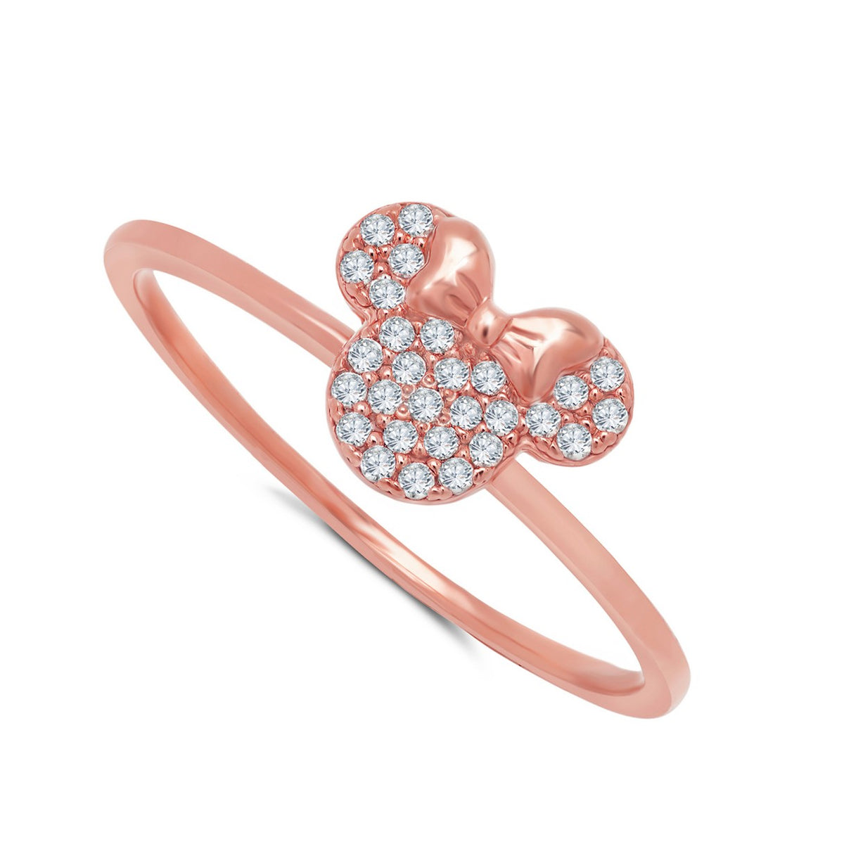 Anillo con ícono de Minnie Mouse CRISLU, color oro rosa