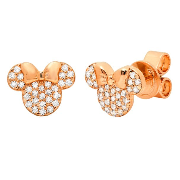 Aros tipo botón de Minnie Mouse en tono oro rosa