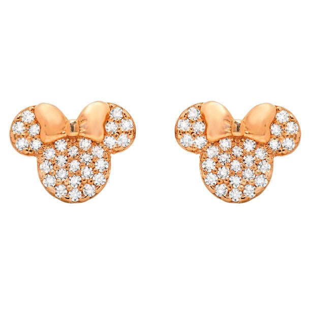Aros tipo botón de Minnie Mouse en tono oro rosa