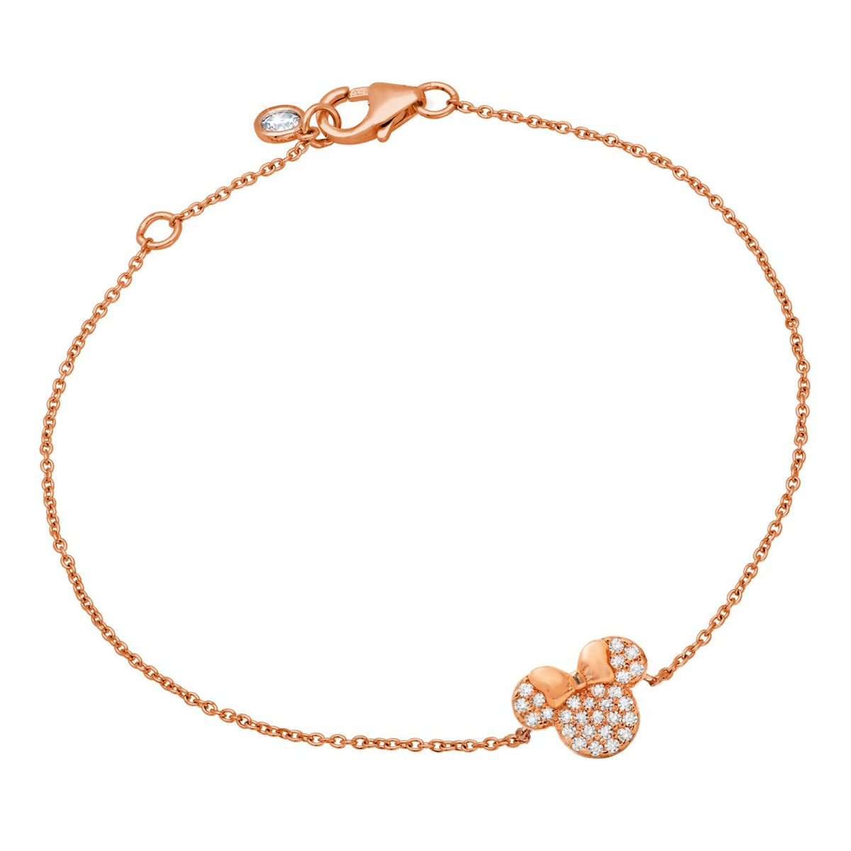Pulsera con ícono de Minnie Mouse en oro rosa