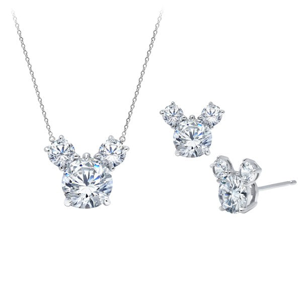 Set de collar y aros de Mickey Mouse en platino