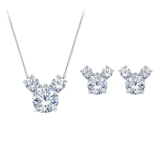 Set de collar y aros de Mickey Mouse en platino
