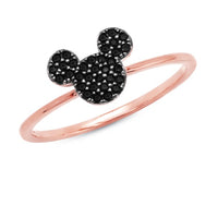 Anillo ícono de Mickey Mouse pavé negro, oro rosa