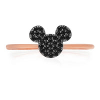 Anillo ícono de Mickey Mouse pavé negro, oro rosa