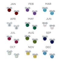 Aros de Minnie Mouse de platino con piedra natal