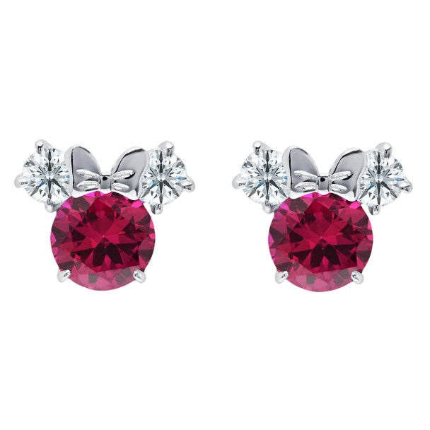 Aros de Minnie Mouse de platino con piedra natal