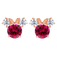 Aros Minnie Mouse con piedra de nacimiento en oro rosa