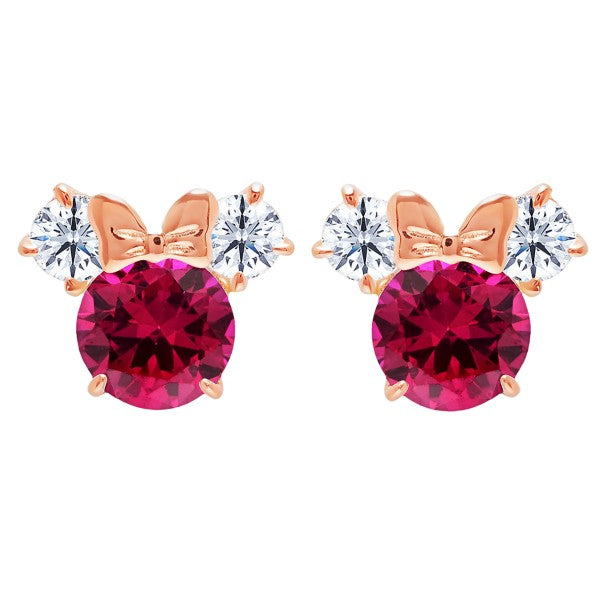 Aros Minnie Mouse con piedra de nacimiento en oro rosa