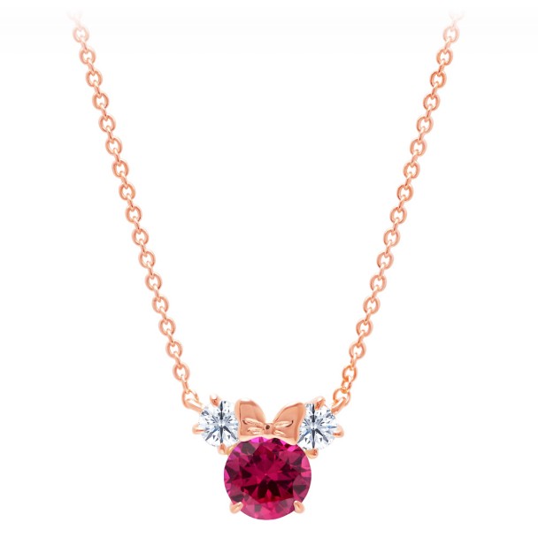 Collar Minnie Mouse con piedra de nacimiento - oro rosa