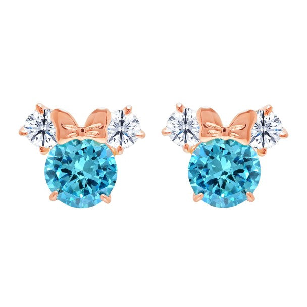 Aros Minnie Mouse con piedra de nacimiento, oro rosa