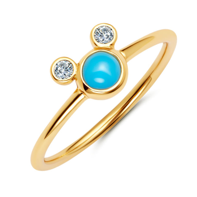 Anillo turquesa con ícono de Mickey Mouse