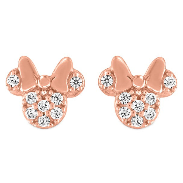 Aros Minnie Mouse pavé color oro rosa
