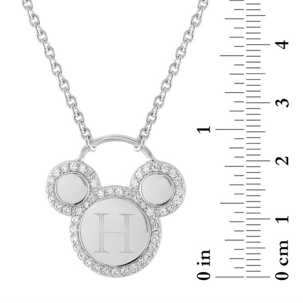 Collar plateado con ícono de Mickey Mouse, personalizable