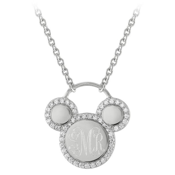 Collar plateado con ícono de Mickey Mouse, personalizable
