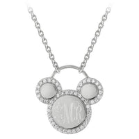 Collar plateado con ícono de Mickey Mouse, personalizable