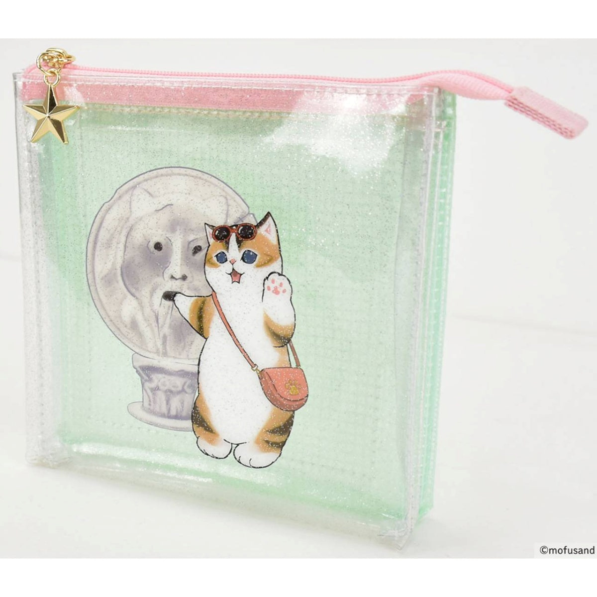 Mofusand Estuche cuadrado con glitter y 3 bolsillos