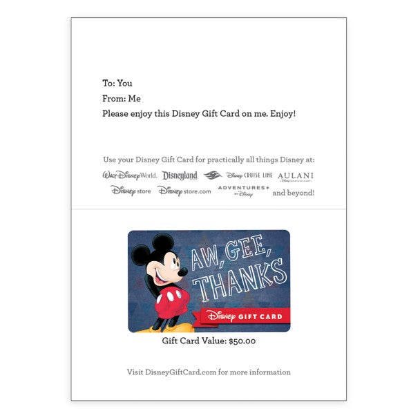 Tarjeta de regalo Disney de Mickey Mouse