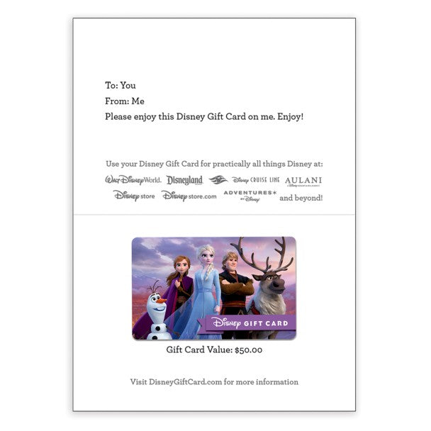 Tarjeta de regalo física Disney Frozen 2