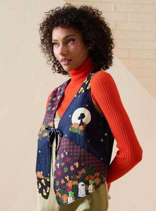 Chaleco reversible femenino Peanuts Great Pumpkin