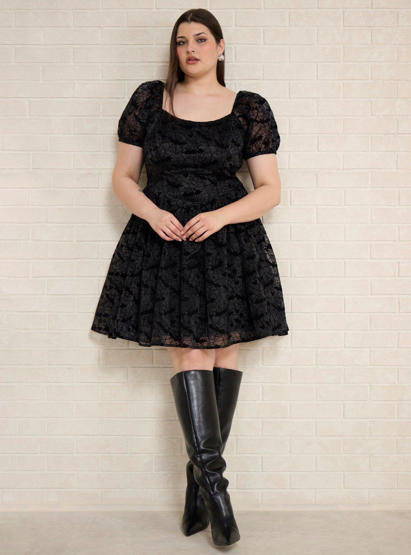 Vestido plus size de Mickey Mouse con mangas abullonadas