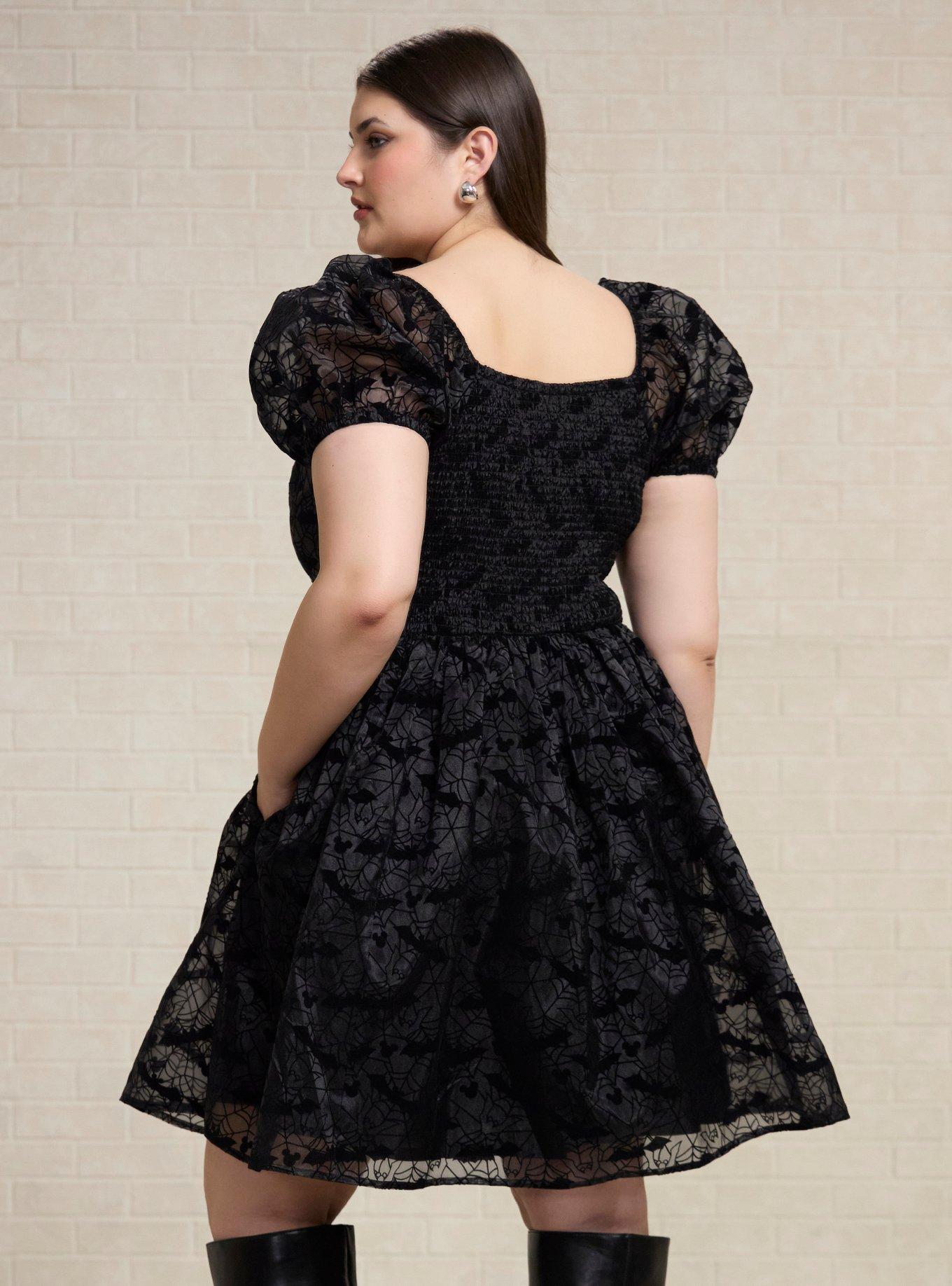 Vestido plus size de Mickey Mouse con mangas abullonadas