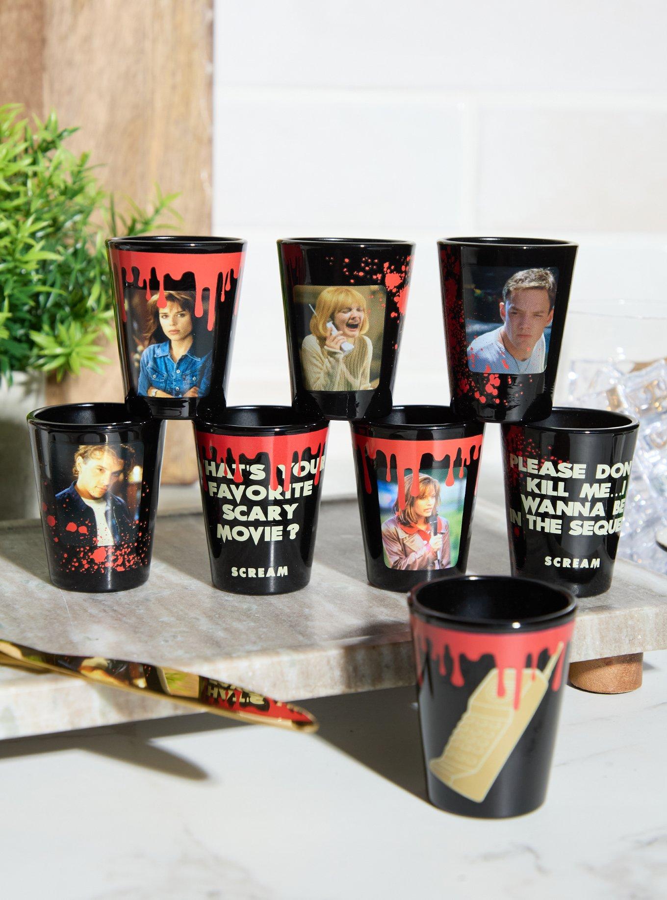 Vaso mini de vidrio Scream con personajes y frases