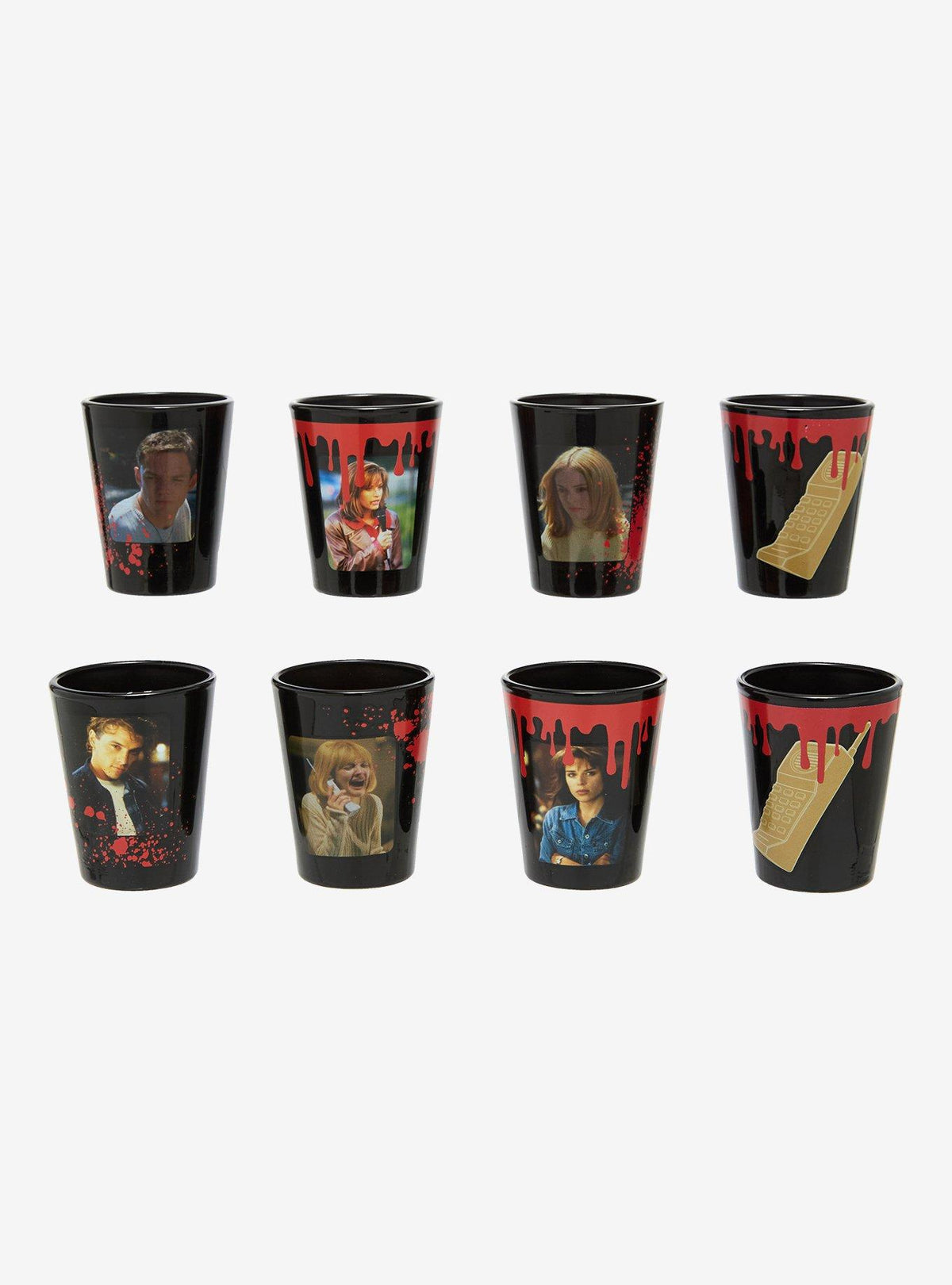 Vaso mini de vidrio Scream con personajes y frases