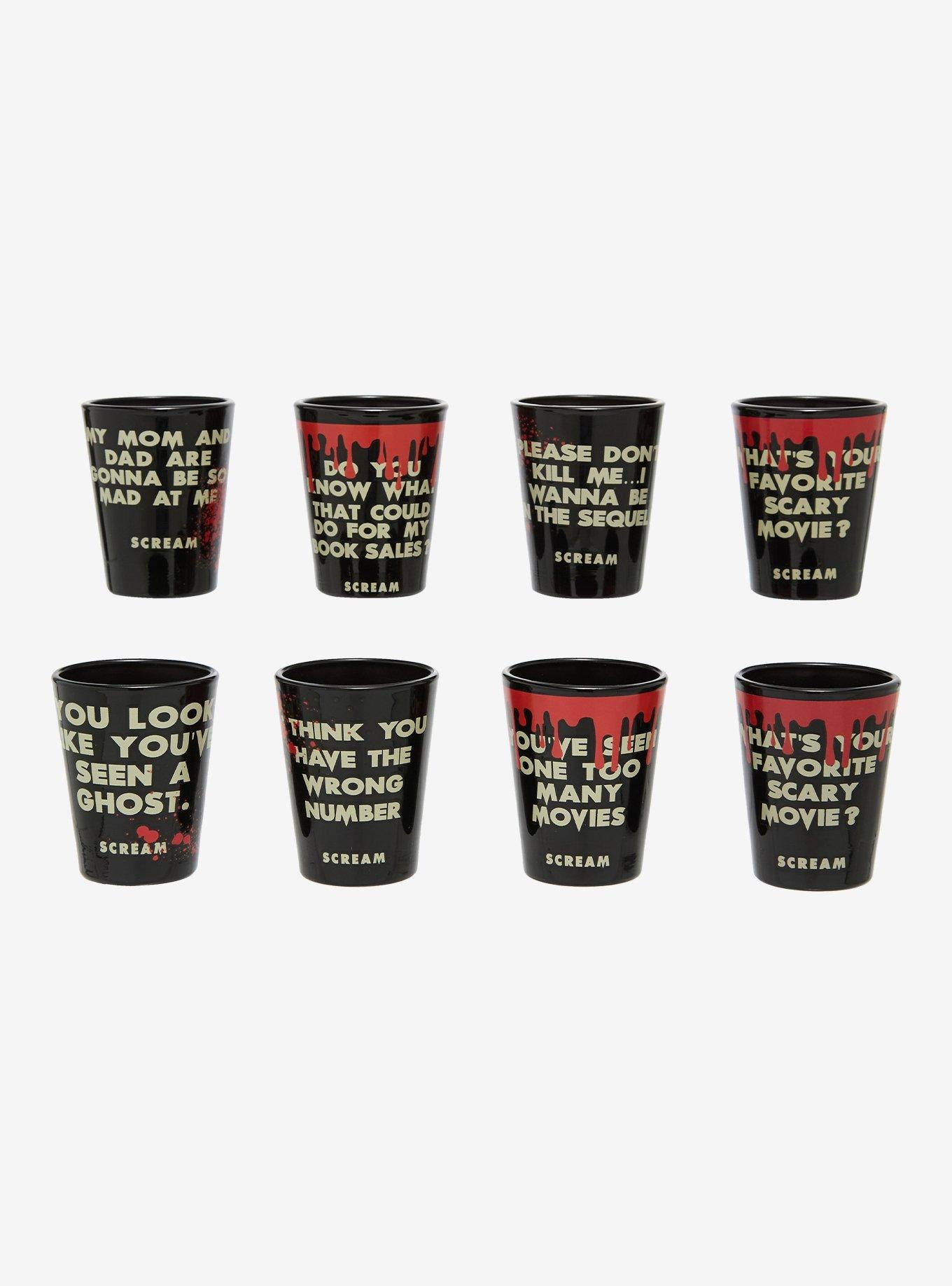 Vaso mini de vidrio Scream con personajes y frases
