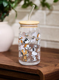 Vaso de vidrio Peanuts Snoopy con bombilla