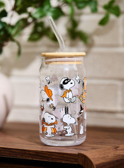 Vaso de vidrio Peanuts Snoopy con bombilla