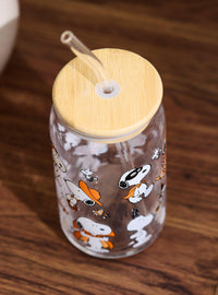 Vaso de vidrio Peanuts Snoopy con bombilla
