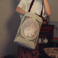 Bolso tote Mofusand estilo art nouveau, rosa empolvado