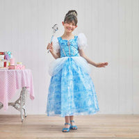 Vestido infantil azul de Cenicienta, tallas 100 a 130