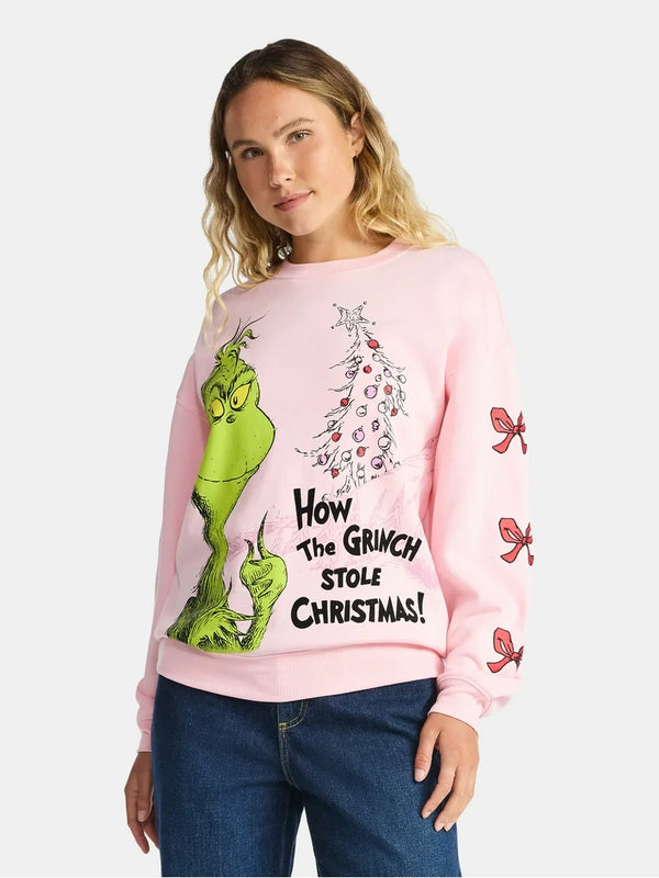 Poleron Mujer Navideño Grinch Rosa