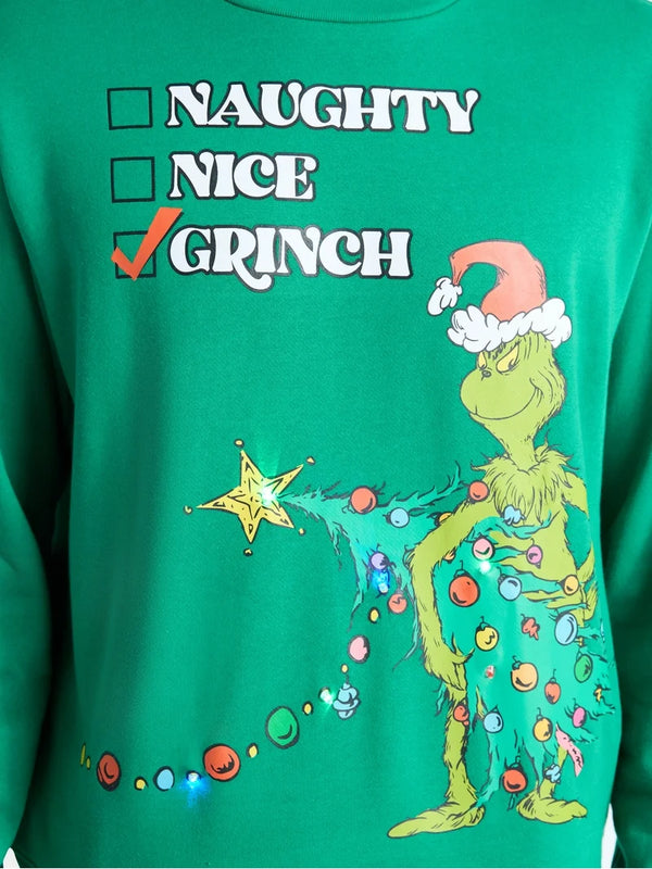Poleron Unisex Navideño del Grinch (Con Luces)