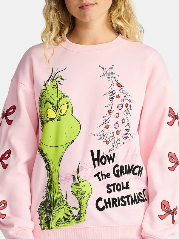 Poleron Mujer Navideño Grinch Rosa