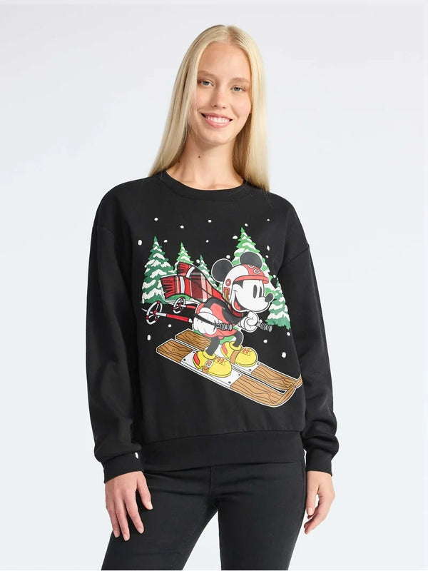 Poleron Mujer Navideño Mickey Snowboard