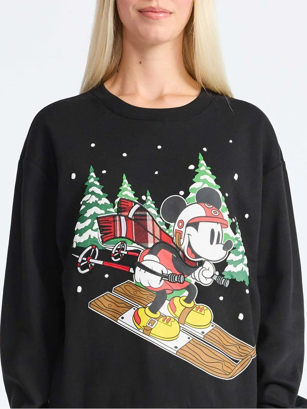 Poleron Mujer Navideño Mickey Snowboard