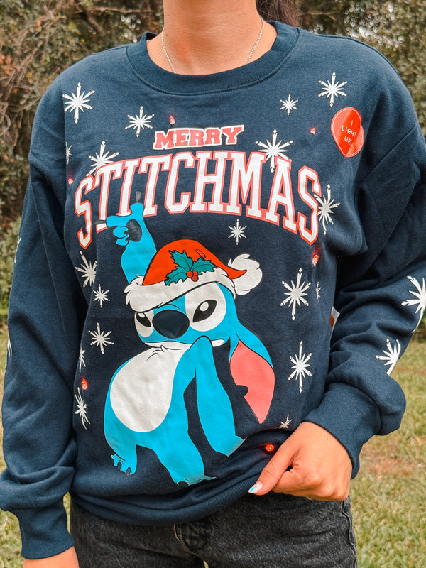 Poleron Navideño con Luces de Stitch