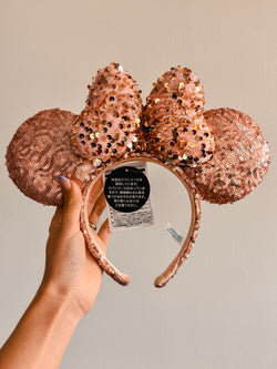 Orejitas Lentejuelas Rose Gold - Tokyo Disney